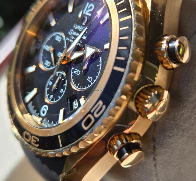 Omega Seamaster Planet Ocean Chronograph Rose Gold Original Box