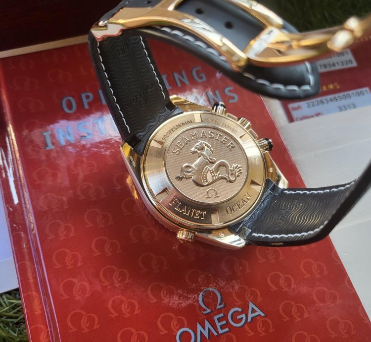 Omega Seamaster Planet Ocean Chronograph Rose Gold Original Box