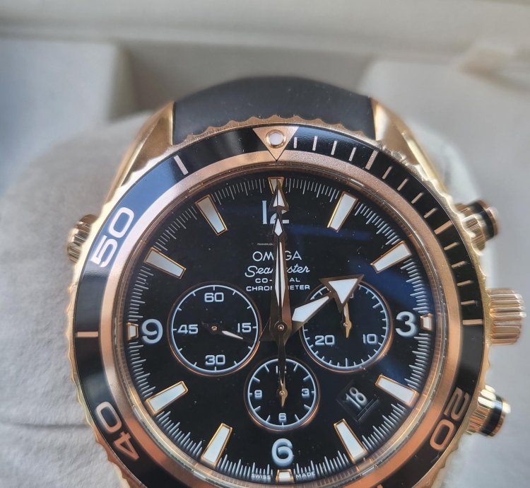 Omega Seamaster Planet Ocean Chronograph Rose Gold Original Box