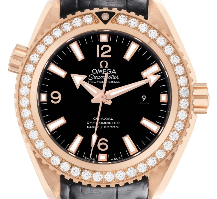 Omega Seamaster Planet Ocean Rose Gold Diamond Watch 232 58 38 20 01 001 Box Card