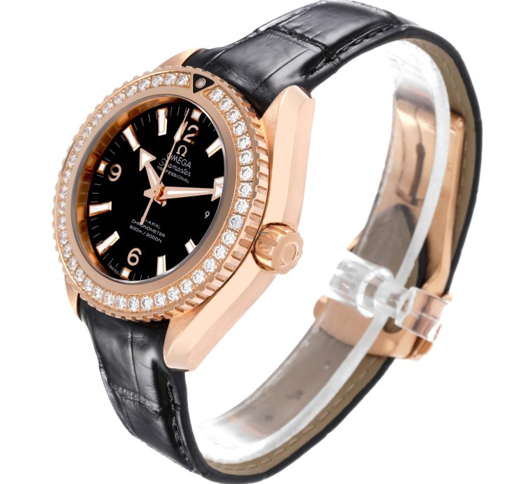 Omega Seamaster Planet Ocean Rose Gold Diamond Watch 232 58 38 20 01 001 Box Card