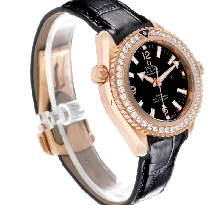 Omega Seamaster Planet Ocean Rose Gold Diamond Watch 232 58 38 20 01 001 Box Card