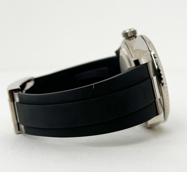 Rolex Sky-dweller 42mm Fluted Bezel White Gold Black Index Dial Oysterflex Dial 336239