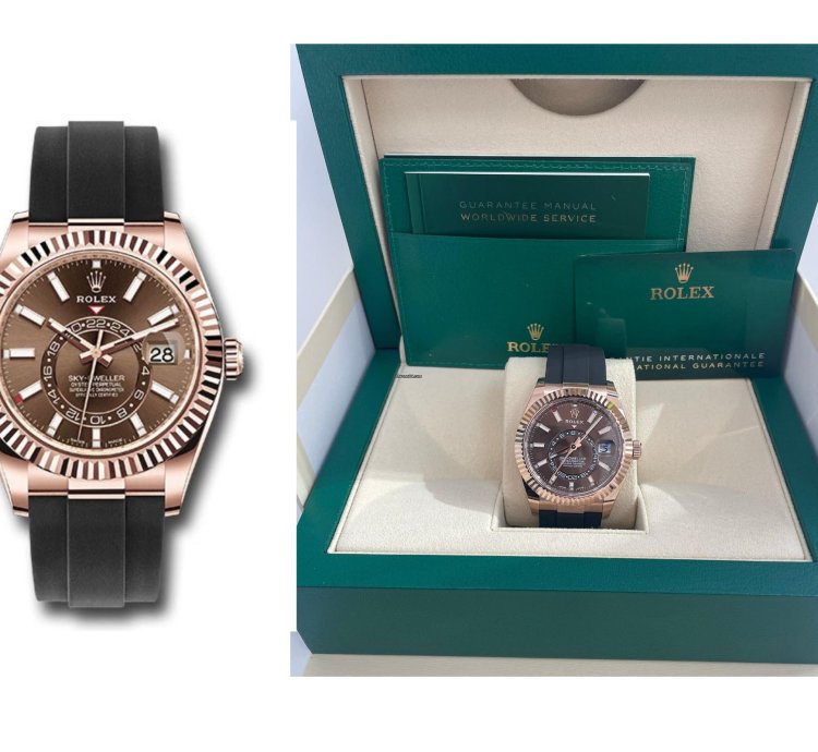 Rolex Sky-dweller 42mm Rose Gold Chocolate Index Dial Oysterflex Bracelet 326235
