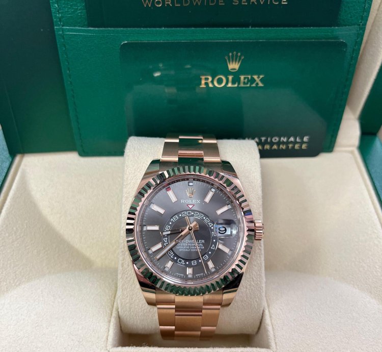 Rolex Sky-dweller 42mm Rose Gold Dark Rhodium Dial