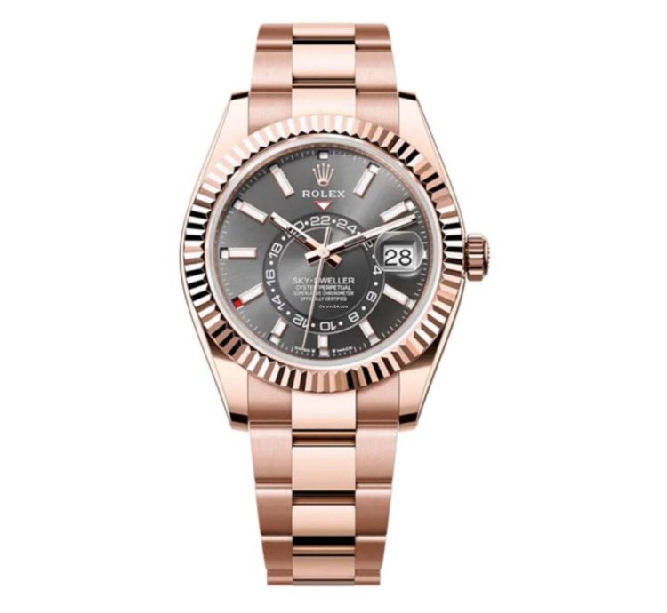 Rolex Sky-dweller 42mm Rose Gold Dark Rhodium Dial New 2022 326935