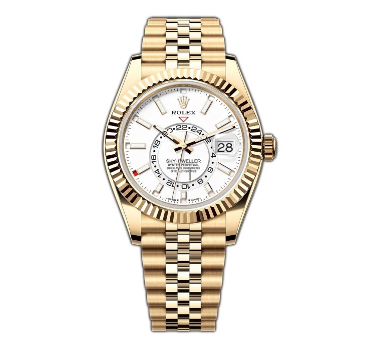 Rolex Sky-dweller 42mm White Dial 18k Yellow Gold Jubilee