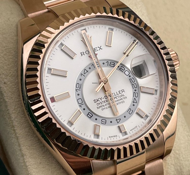 Rolex Sky-dweller 42mm White Dial Rose Gold