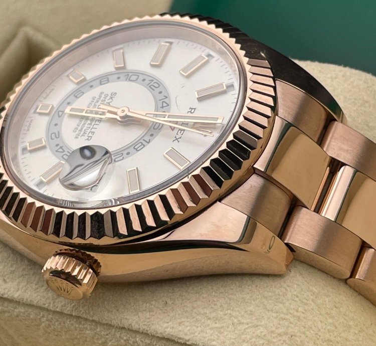 Rolex Sky-dweller 42mm White Dial Rose Gold