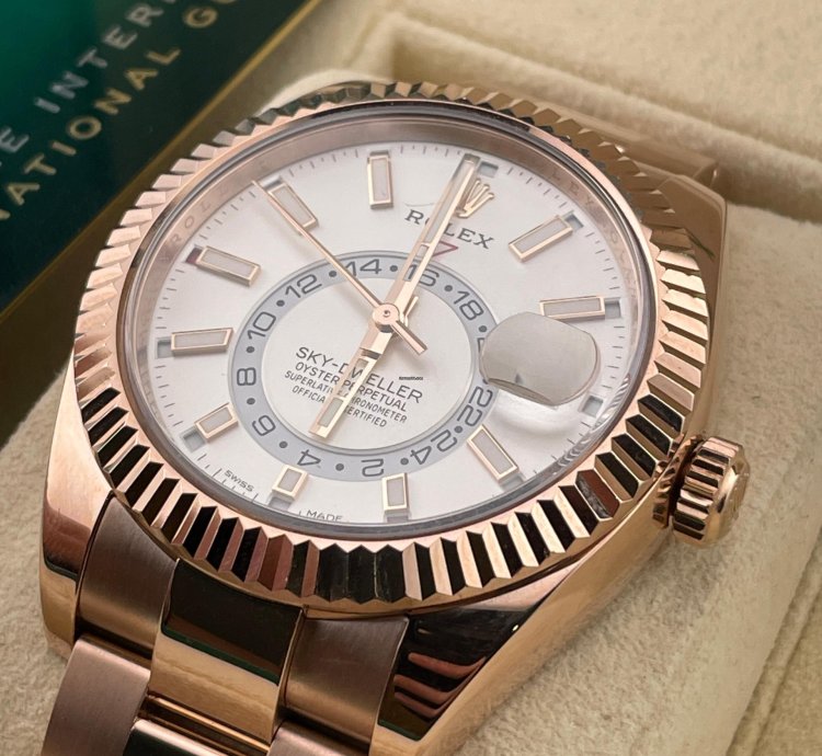 Rolex Sky-dweller 42mm White Dial Rose Gold