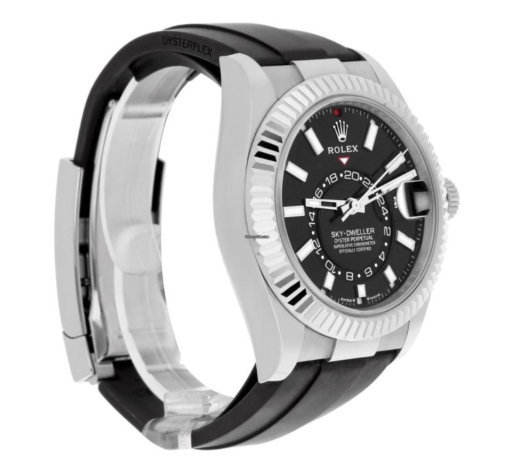 Rolex Sky-dweller 42mm White Gold Black Dial Oysterflex Strap 336239-0002 Unworn