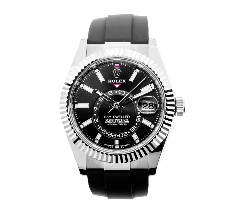 Rolex Sky-dweller 42mm White Gold Black Index Dial Fluted Bezel 336239