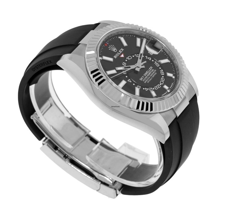 Rolex Sky-dweller 42mm White Gold Black Index Dial Fluted Bezel 336239