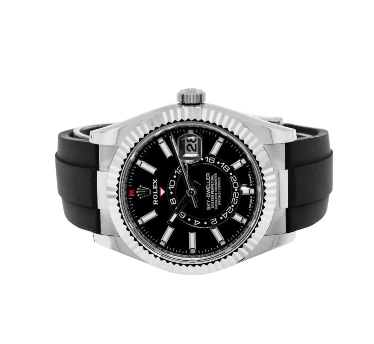 Rolex Sky-dweller 42mm White Gold Black Index Dial Fluted Bezel 336239