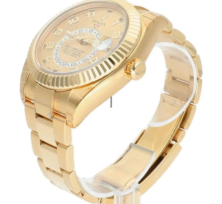 Rolex Sky-dweller 42mm Yellow Gold Watch Oyster Bracelet Factory Stickers 326938