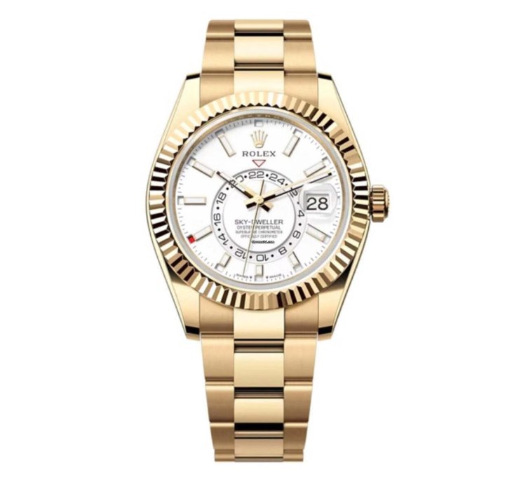 Rolex Sky-dweller 42mm Yellow Gold White Index Dial Oyster Bracelet 326938