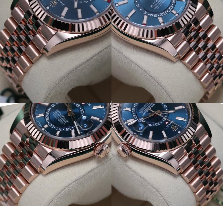Rolex Sky-dweller Blue Dial Complete Mint Rose Gold Sunburst 42mm Jubilee Fluted Sky 336935