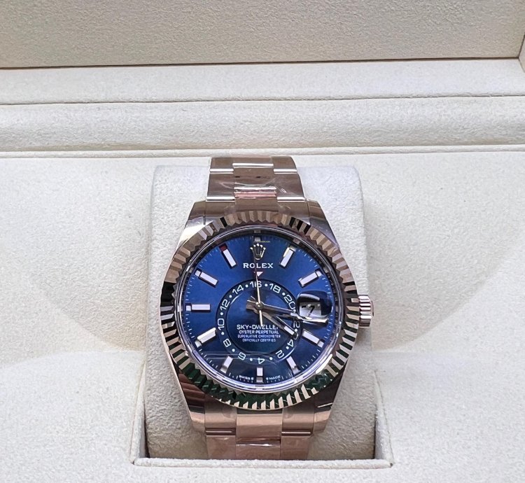 Rolex Sky-dweller Blue Dial Full Rose Gold