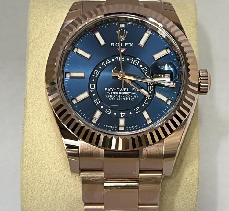 Rolex Sky-dweller Blue Dial Full Rose Gold