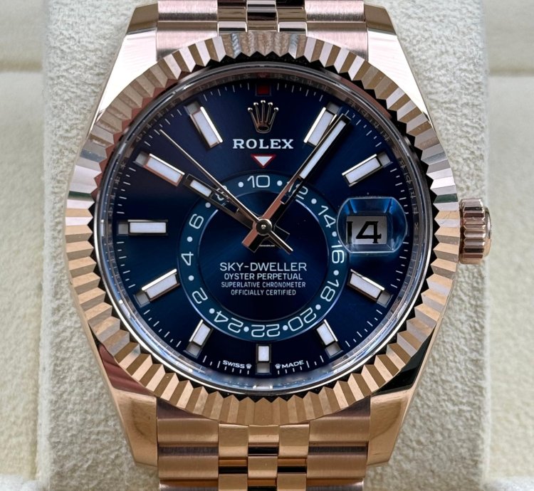 Rolex Sky-dweller Blue Dial Rose Gold Jubilee Bracelet 336935 Unworn 2025
