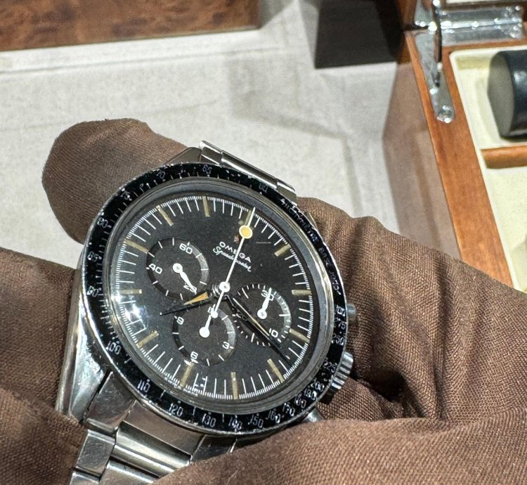 Omega Speedmaster 2998-1 Mark 1 1960 Lollipop Base 1000 Bezel Tropical Dial 7077 Bracelet Top