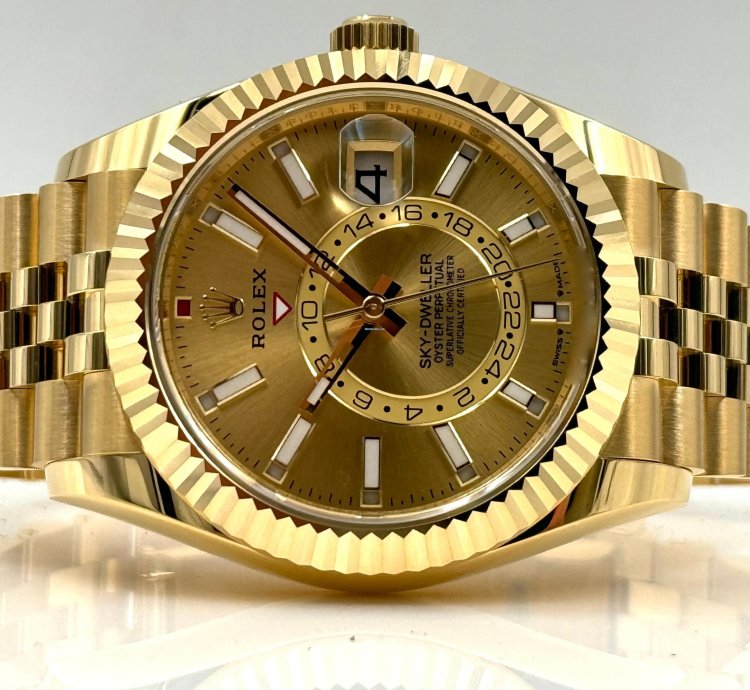 Rolex Sky-dweller Champagne Dial Yellow Gold Jubilee Bracelet 336938 Unworn 2024