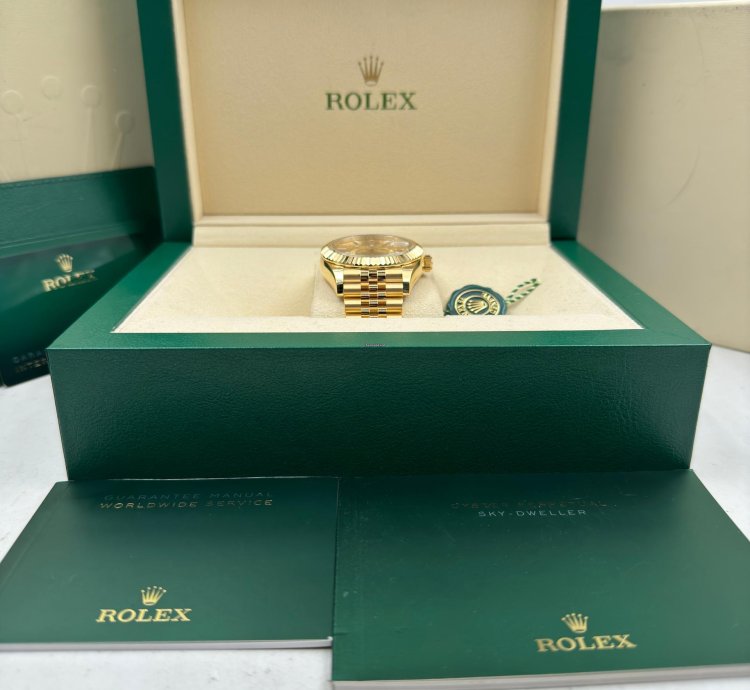 Rolex Sky-dweller Champagne Dial Yellow Gold Jubilee Bracelet 336938 Unworn 2024