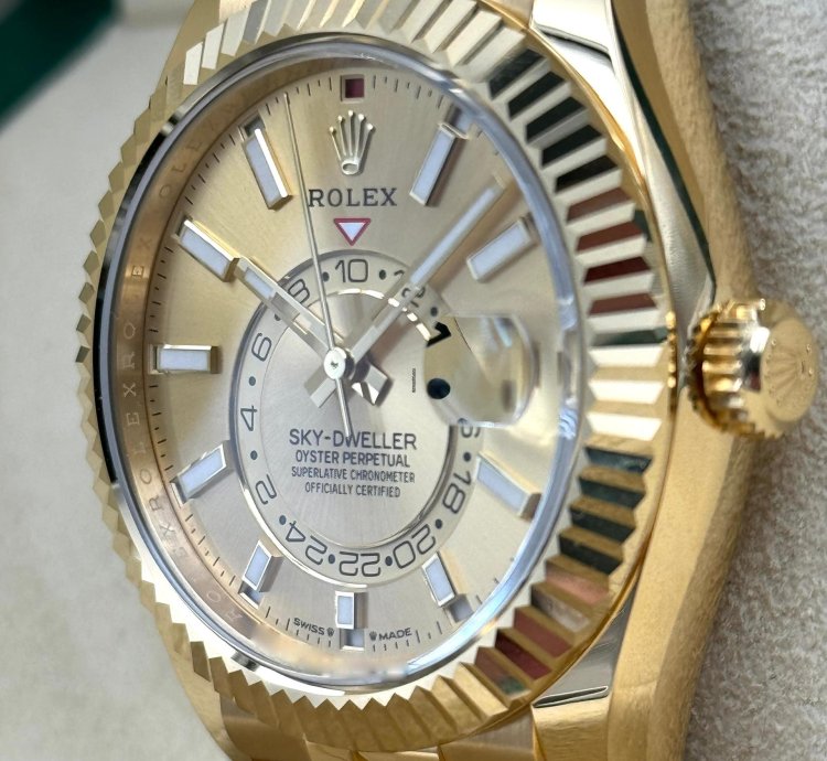 Rolex Sky-dweller Champagne Dial Yellow Gold Jubilee Bracelet 336938 Unworn 2024