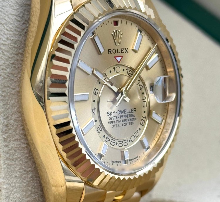 Rolex Sky-dweller Champagne Dial Yellow Gold Jubilee Bracelet 336938 Unworn 2024