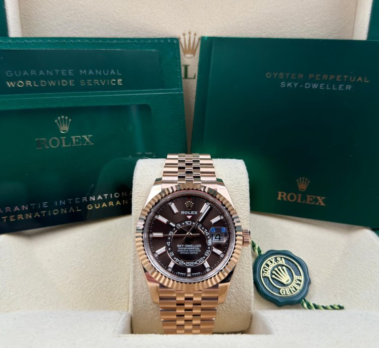 Rolex Sky-dweller Chocolate Dial Rose Gold Jubilee Bracelet 336935 Unworn 2024