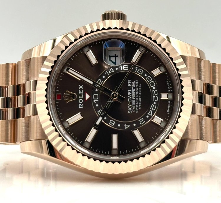 Rolex Sky-dweller Chocolate Dial Rose Gold Jubilee Bracelet 336935 Unworn 2024