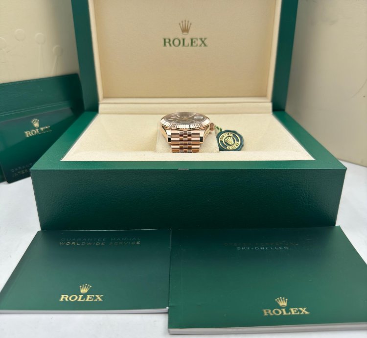 Rolex Sky-dweller Chocolate Dial Rose Gold Jubilee Bracelet 336935 Unworn 2024