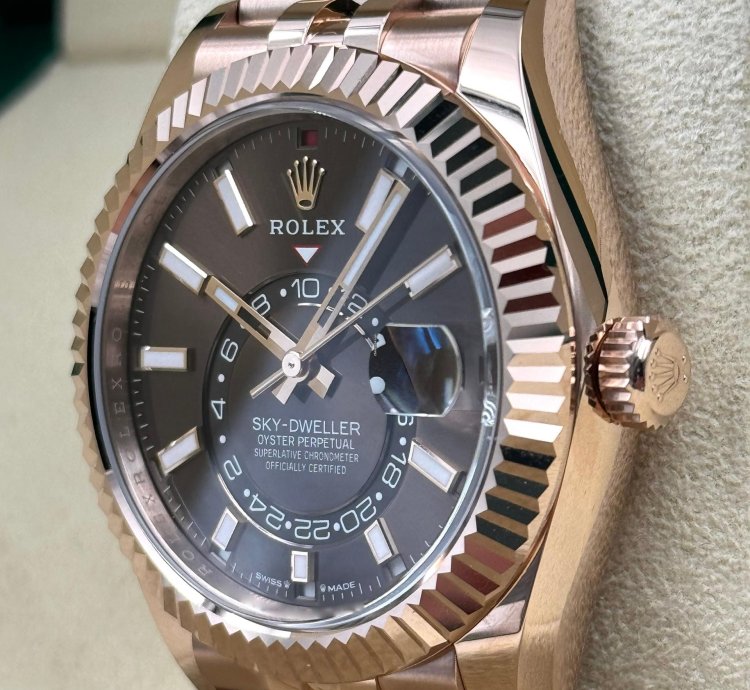 Rolex Sky-dweller Chocolate Dial Rose Gold Jubilee Bracelet 336935 Unworn 2024