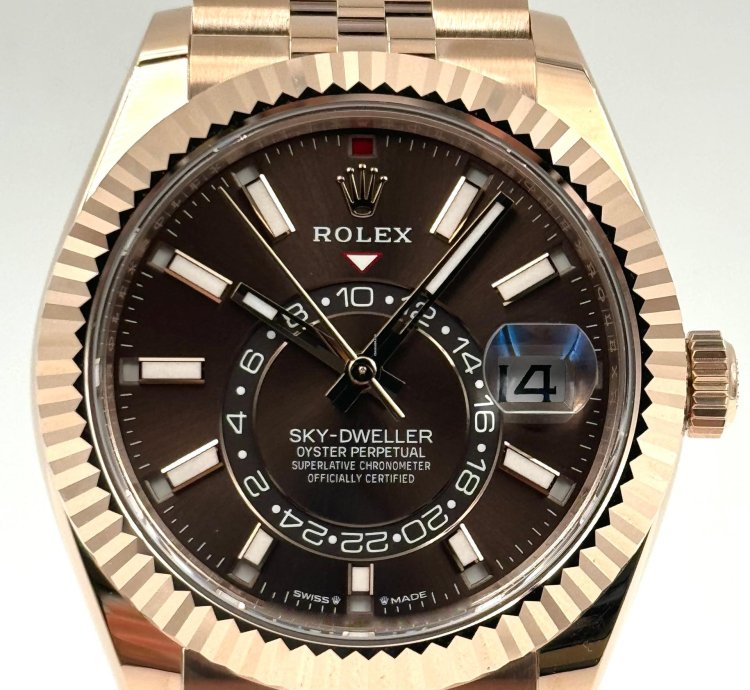 Rolex Sky-dweller Chocolate Dial Rose Gold Jubilee Bracelet 336935 Unworn 2024