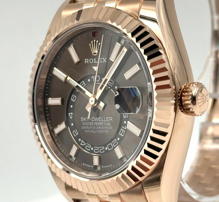 Rolex Sky-dweller Chocolate Dial Rose Gold Jubilee Bracelet 336935 Unworn 2024