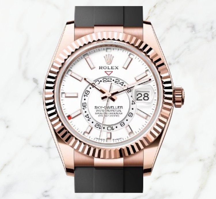 Rolex Sky-dweller Everose Gold Oysterflex White Dial 336235 new Unworn