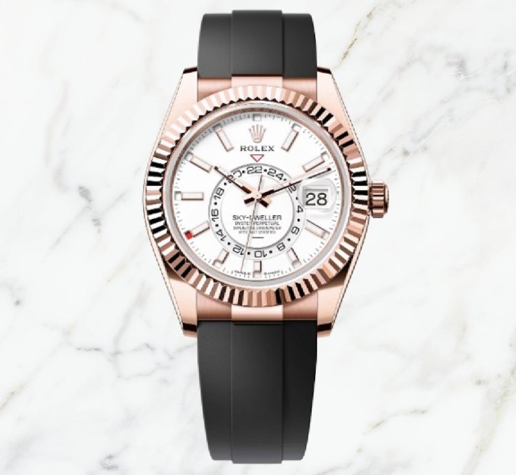 Rolex Sky-dweller Everose Gold Oysterflex White Dial 336235 new Unworn