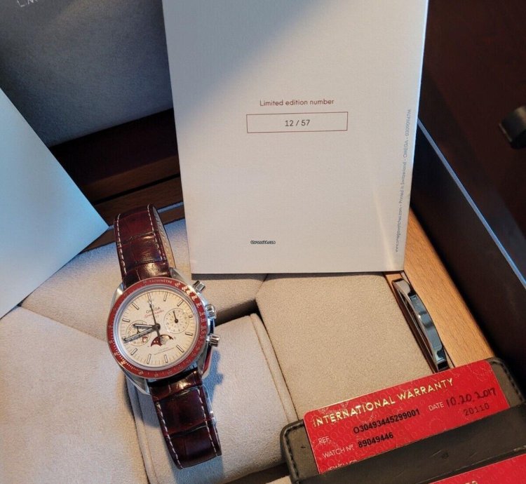 Omega Speedmaster 57 304 93 Platinum 44 25mm Moonphase Chronograph 57 Pcs Only