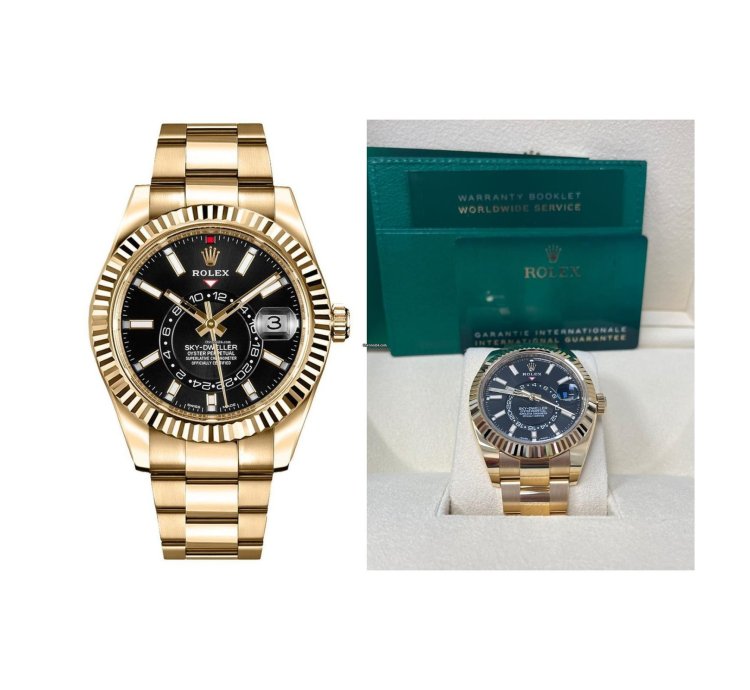 Rolex Sky-dweller Gold 42 Mm Black Index Dial Oyster Bracelet 326938