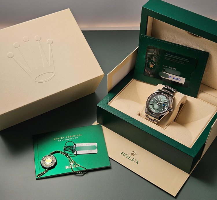 Rolex Sky-dweller Green New Fullset 08 2024 Eu Caseback Sticker