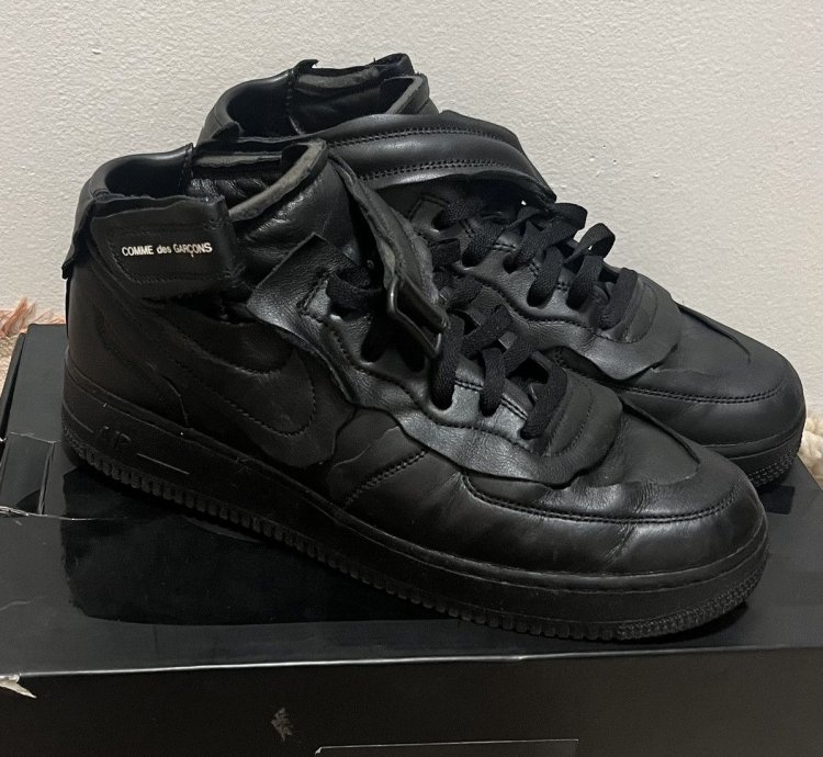 Comme Des Garcons Air Force 1 Mid Black Sail