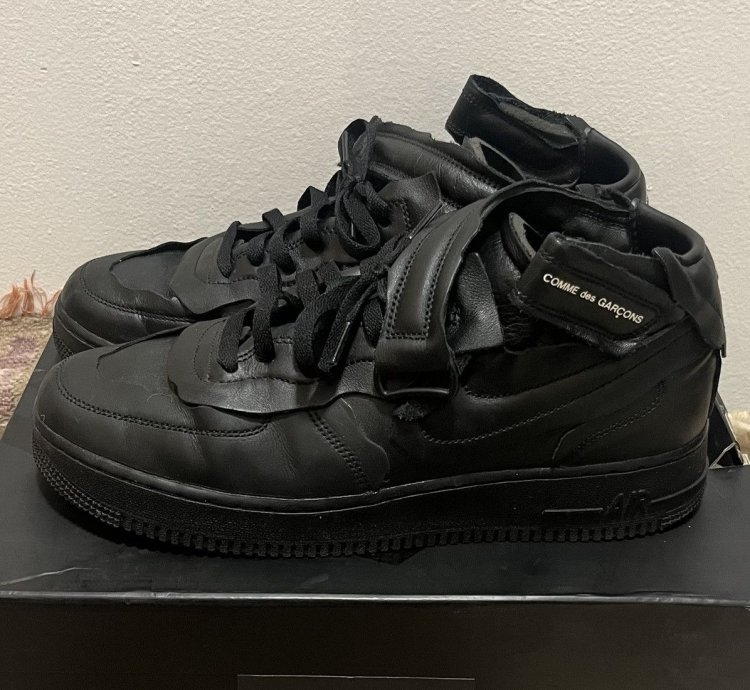 Comme Des Garcons Air Force 1 Mid Black Sail