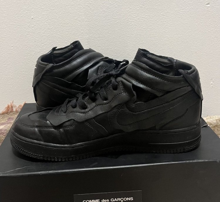 Comme Des Garcons Air Force 1 Mid Black Sail