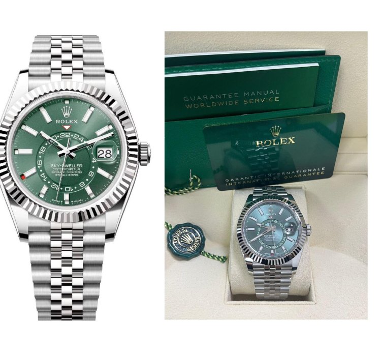 Rolex Sky-dweller Mint Green Index Dial - Jubilee Bracelet 336934