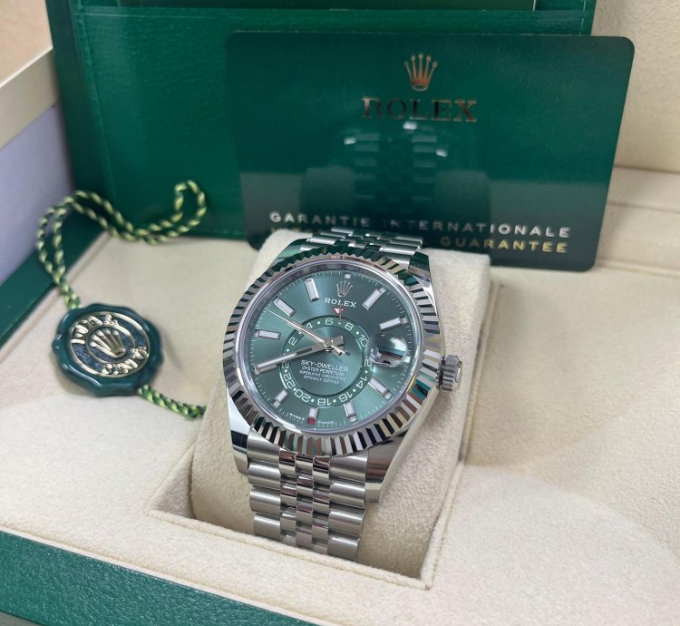 Rolex Sky-dweller Mint Green Index Dial - Jubilee Bracelet 336934