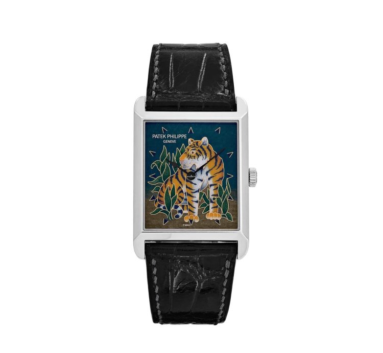 Patek Philippe 5076 100p-013 Platinum Cloisonn Enamel Tiger Dial Rare 2013
