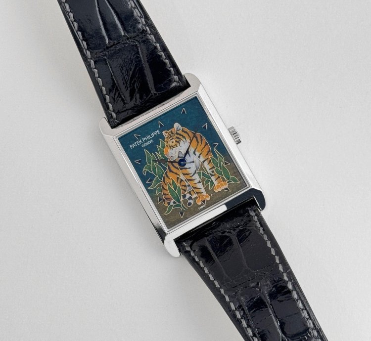 Patek Philippe 5076 100p-013 Platinum Cloisonn Enamel Tiger Dial Rare 2013