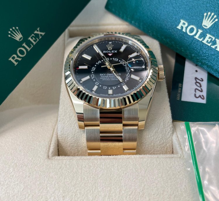 Rolex Sky-dweller New 2023 Men Watch Black Yellow Gold Bracelet 42m 336938 326938