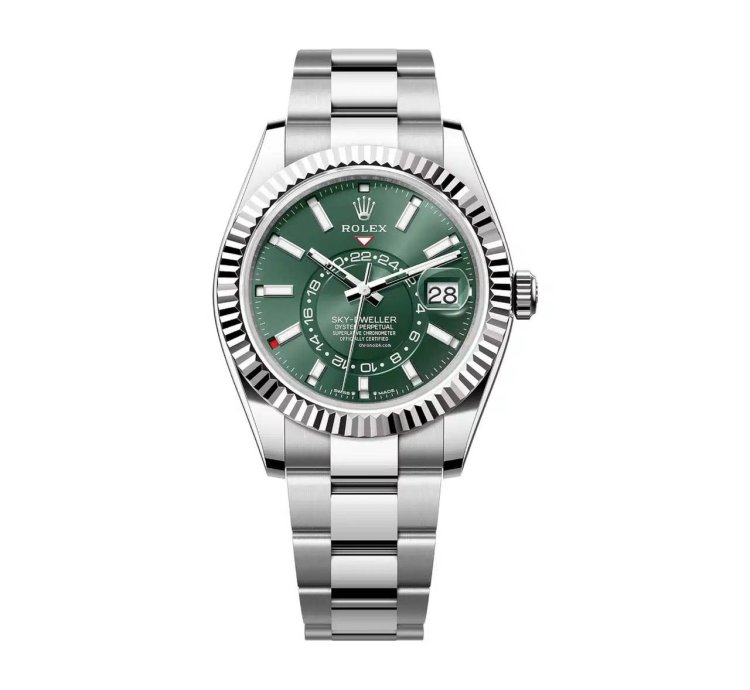 Rolex Sky-dweller New 2023 Mint Green Dial Oyster Bracelet - Fluted Bezel 42mm Stainless Steel