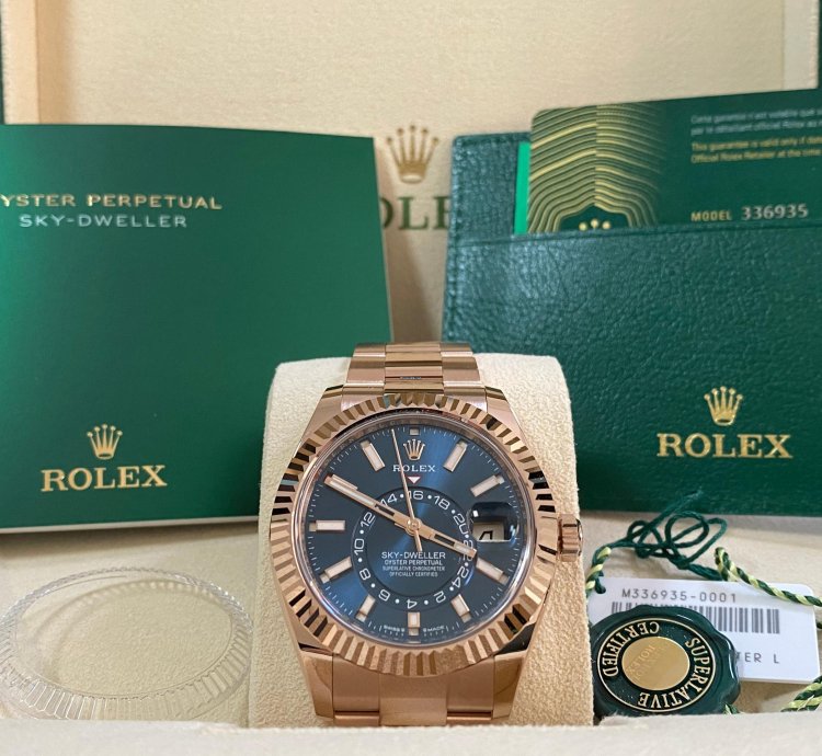 Rolex Sky-dweller New 2024 Unworn Sky-dweller Everose Gold Blue-green Dial Oyster 336935 Complete Set